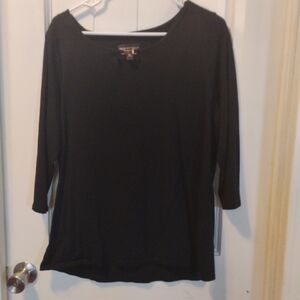 Dana Buchman Black Long Sleeve Scoop Neck Tee